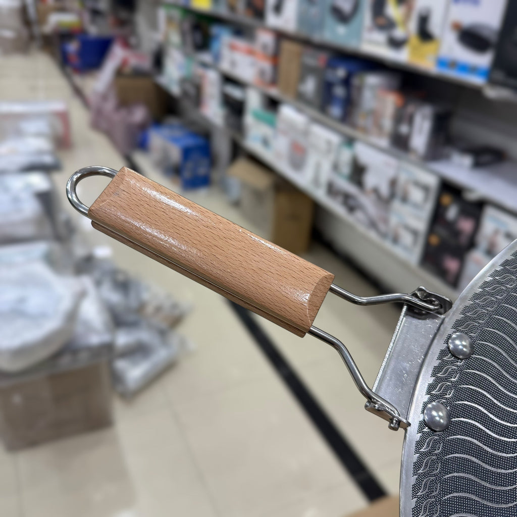 Foldable Wooden Handle Laser Coated Tawa