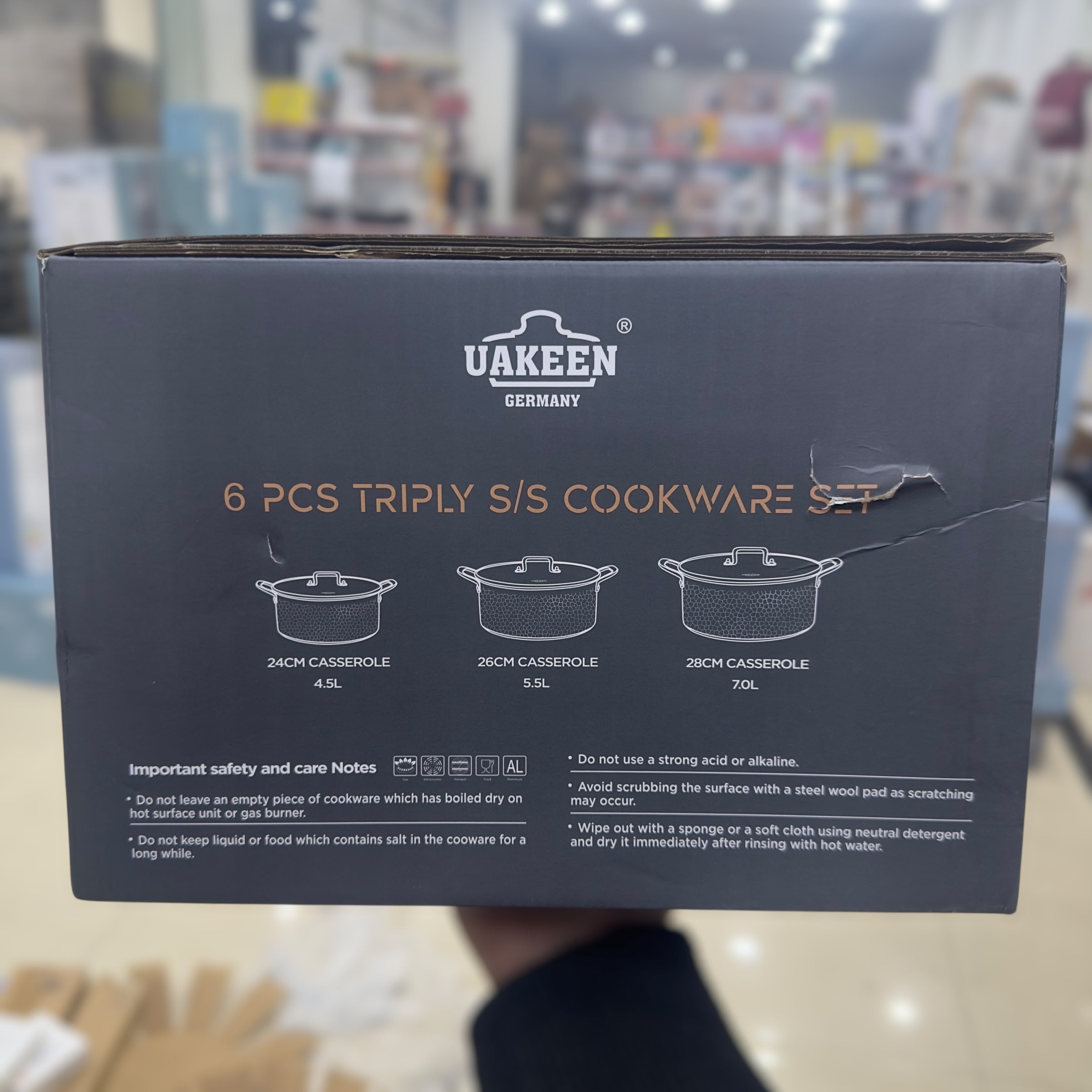 Uakeen 6 Pcs Triply S/S Cookware Set
