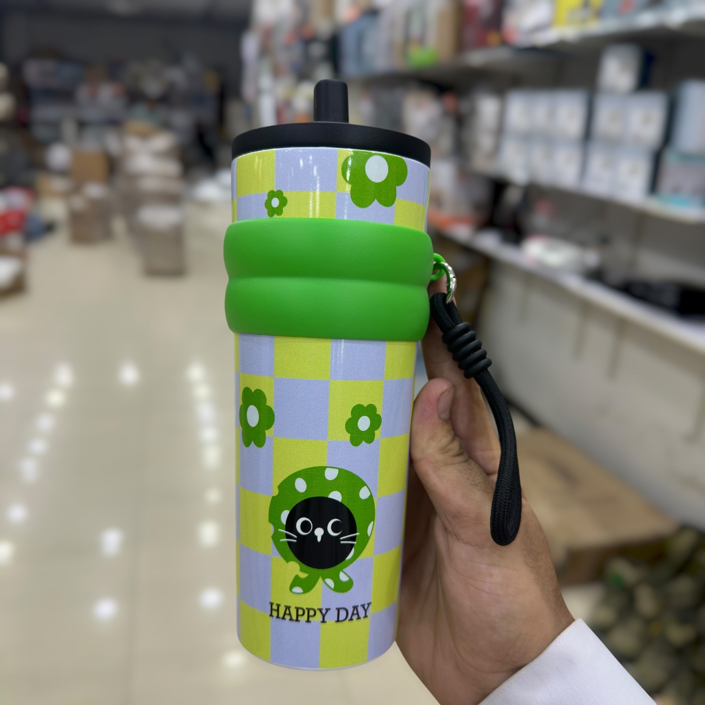 Happy Day Tumbler with Straw & Handle 710ml