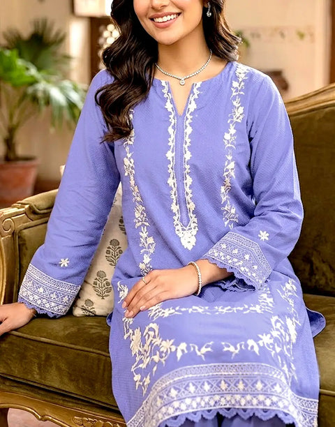 Elegant 2-Piece Embroidered Lawn Dress Design for Girls