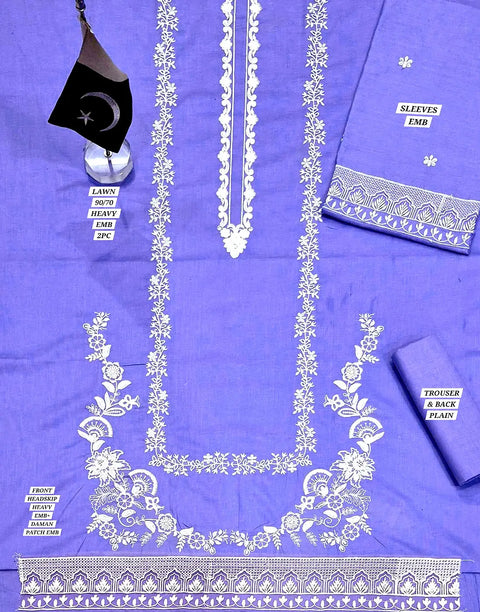 Elegant 2-Piece Embroidered Lawn Dress Design for Girls