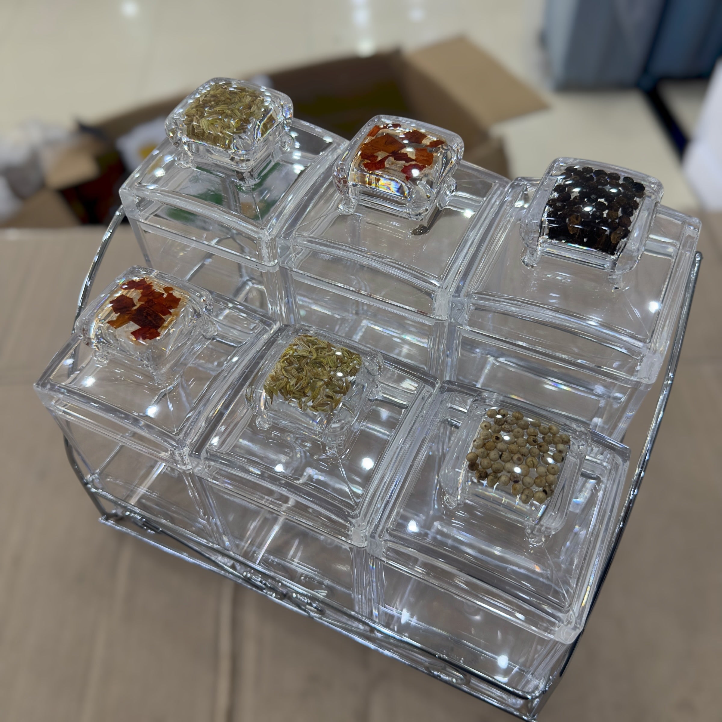 Imported 6pcs Acrylic Kitchen Spice Jar Set