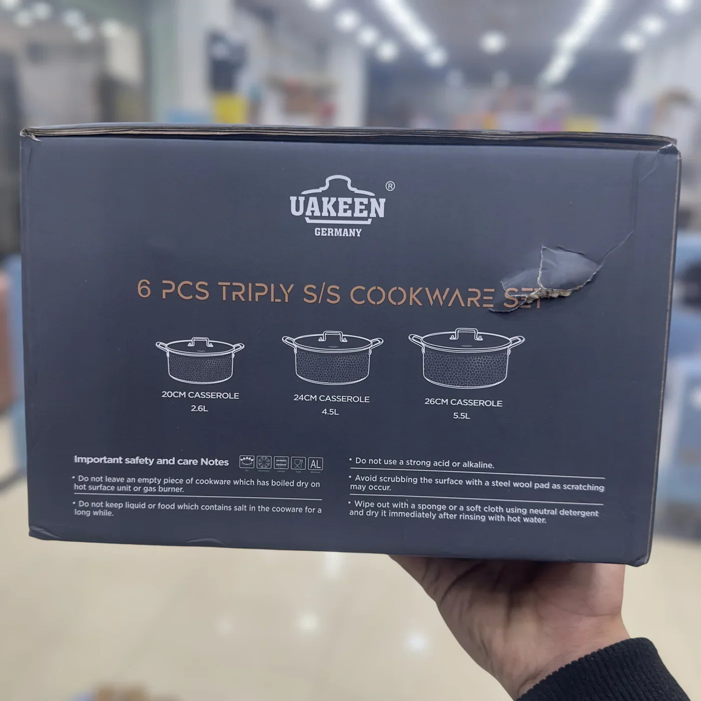 Uakeen 6 Pcs Triply S/S Cookware Set