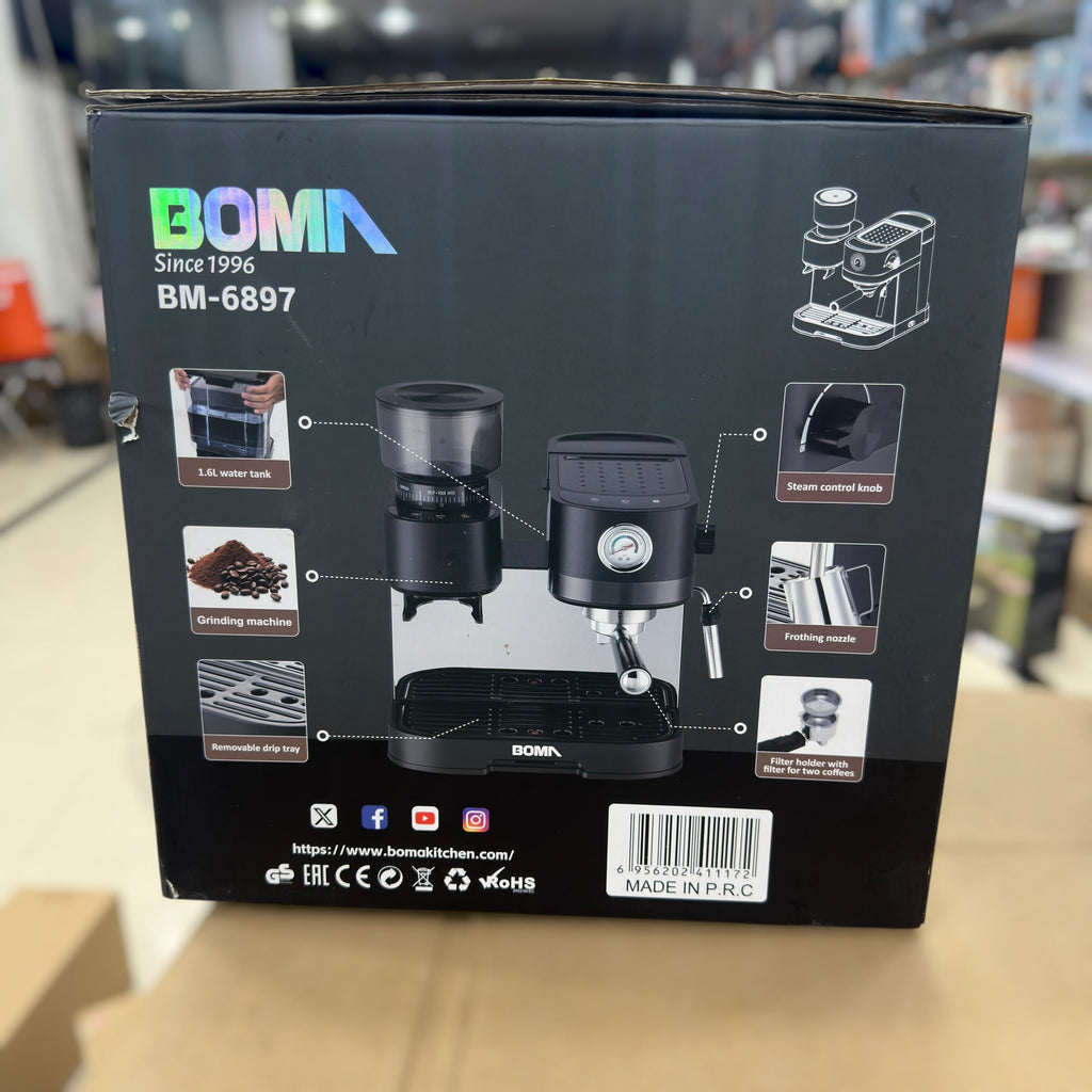 Boma 2 in 1 Espresso Coffee Machine with Grinder BM-6897