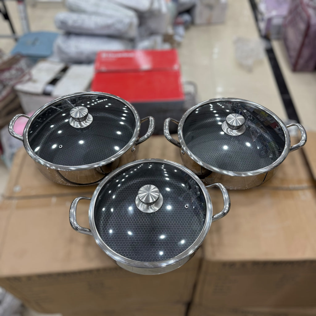 Laser Coated 6pcs Cookware Set Size 30cm to 34cm