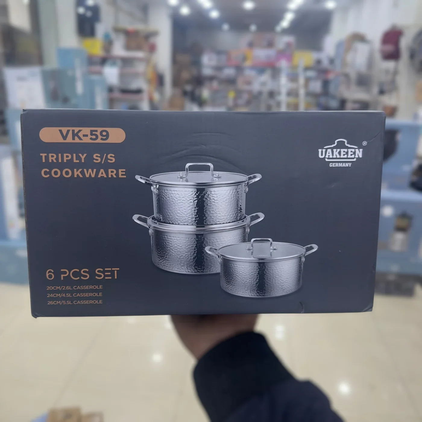 Uakeen 6 Pcs Triply S/S Cookware Set