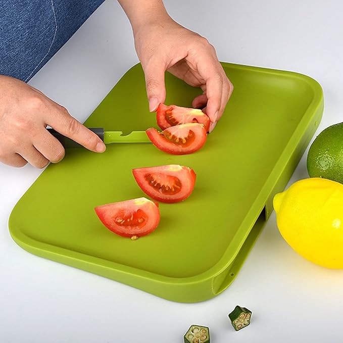 Two Sides Silicone Cutting Board with 2 Knives
