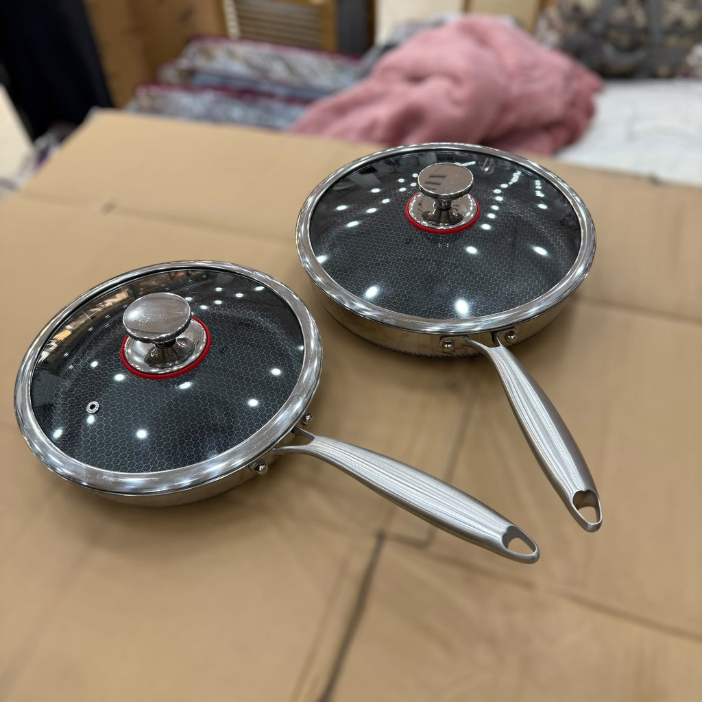 Laser Coated Honeycomb Frypan with Glass Lid