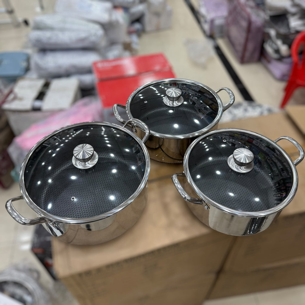 Laser Coated 6pcs Cookware Set Size 30cm to 34cm