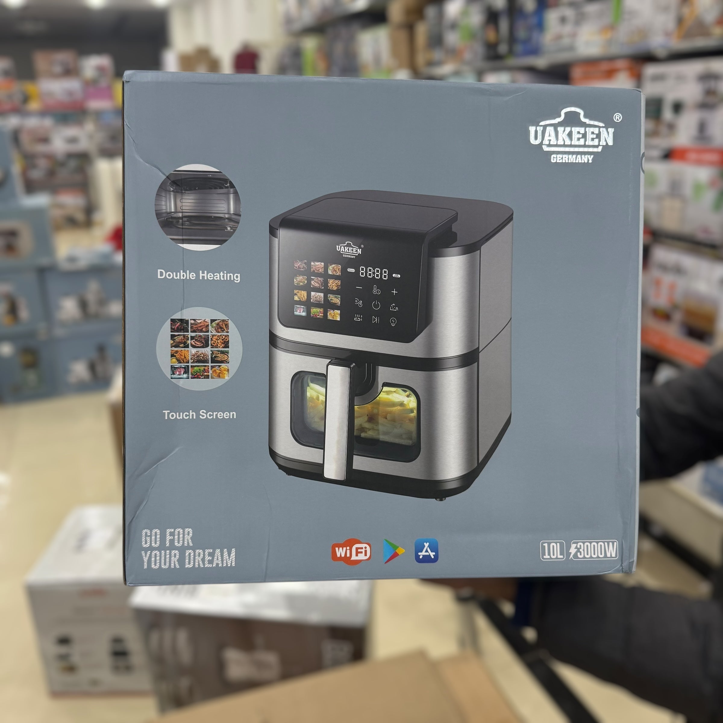 Uakeen Wifi Double Heating Touch Screen Air Fryer 10L ZL-1712
