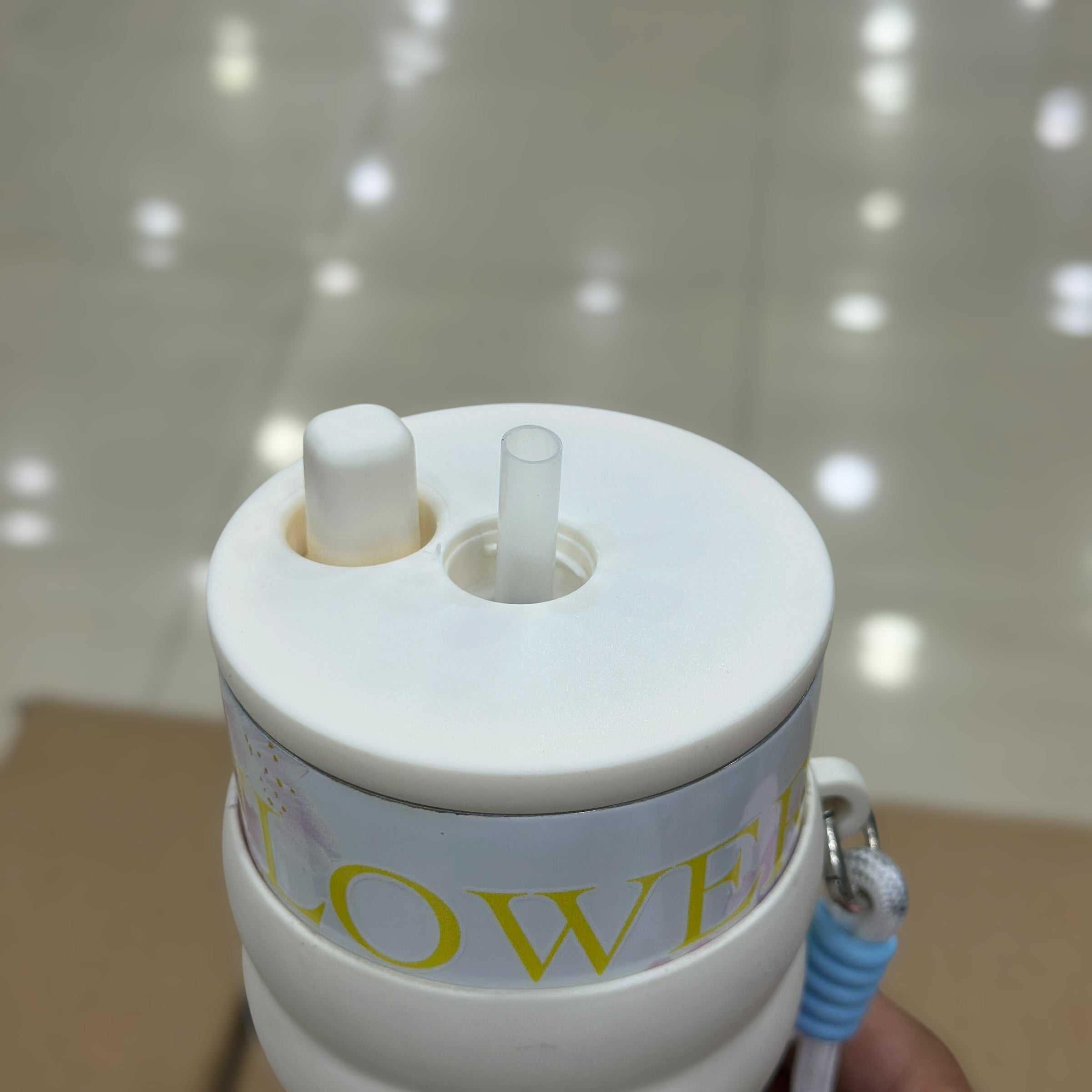Flower Tumbler with Straw & Handle 710ml