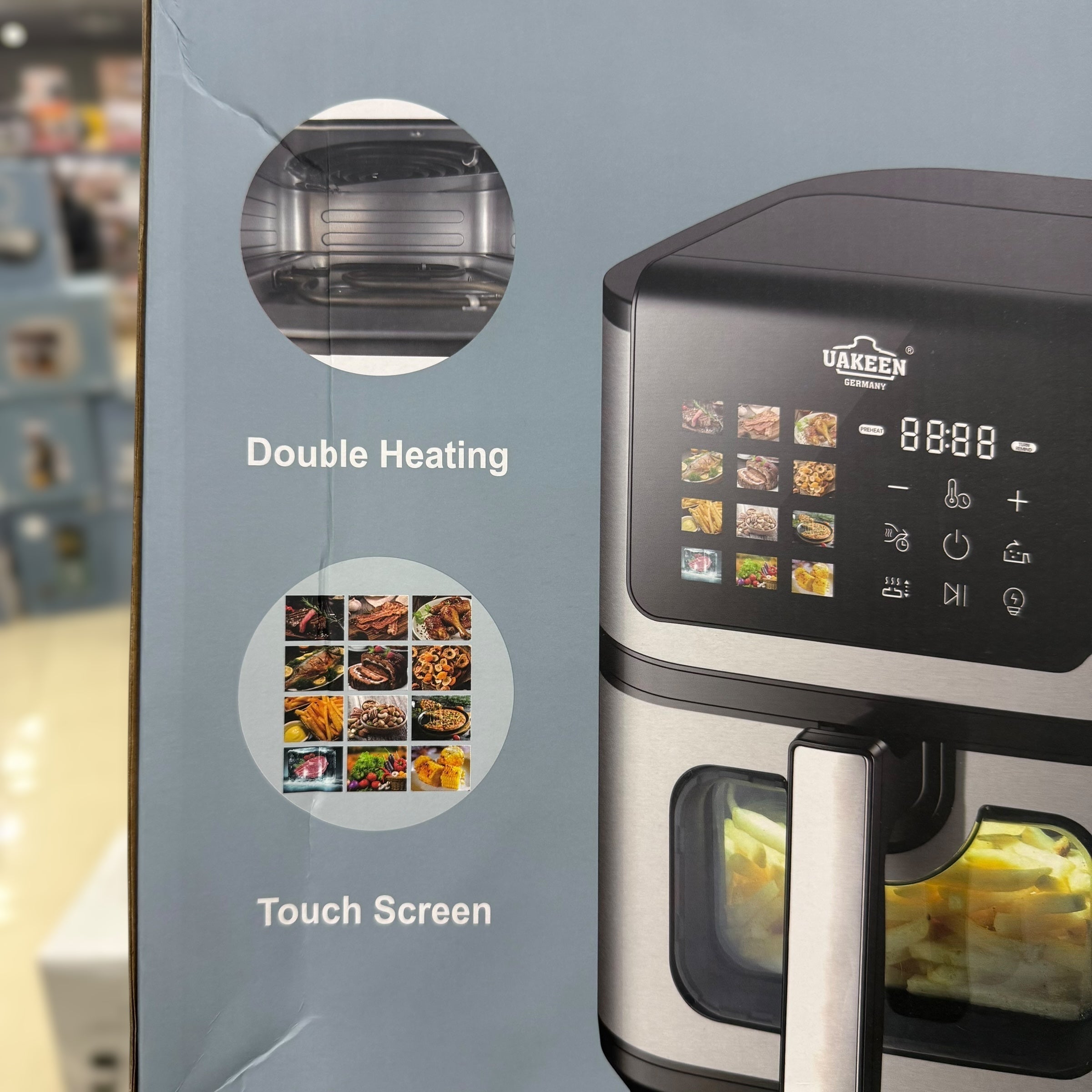 Uakeen Wifi Double Heating Touch Screen Air Fryer 10L ZL-1712
