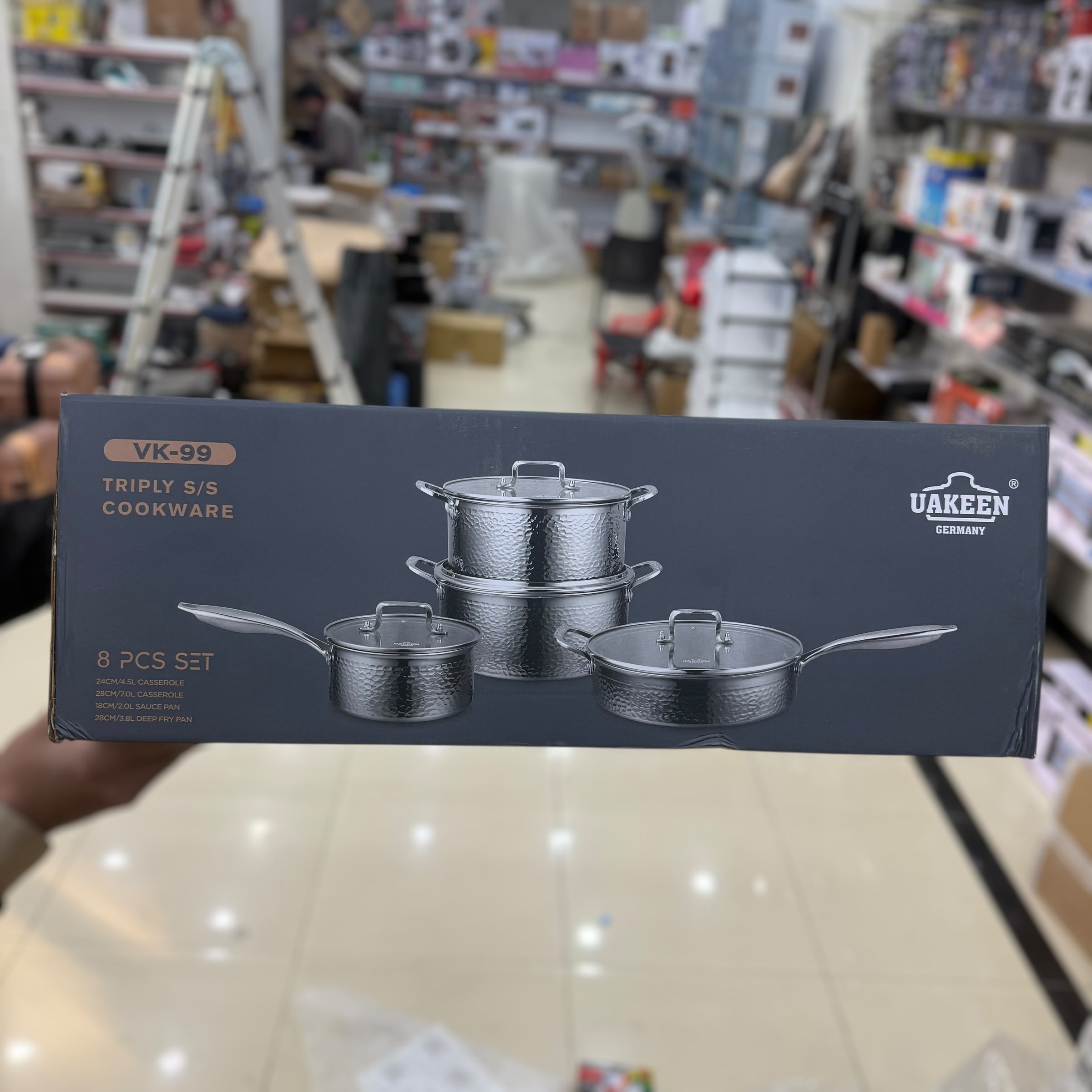 Uakeen 8 Pcs Triply S/S Cookware Set VK-99