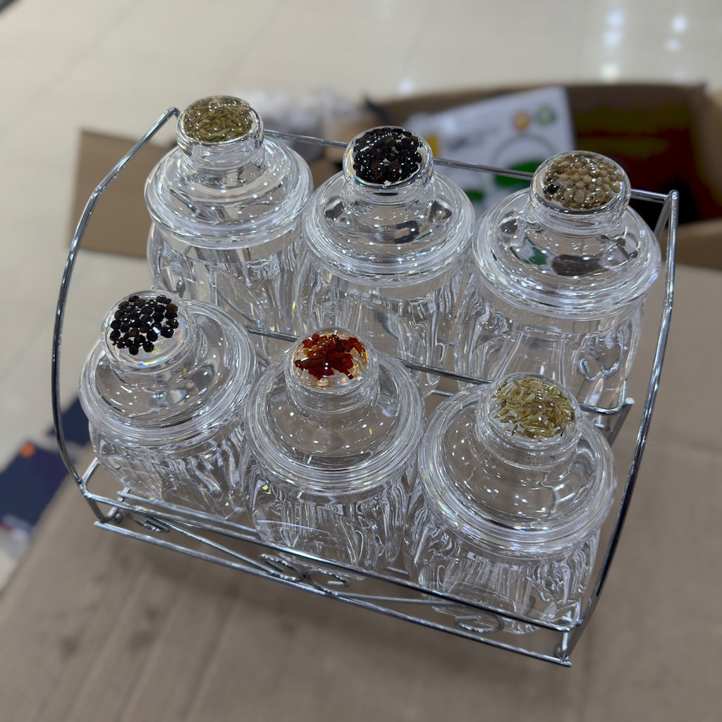 Imported 6pcs Acrylic Kitchen Spice Jar Set