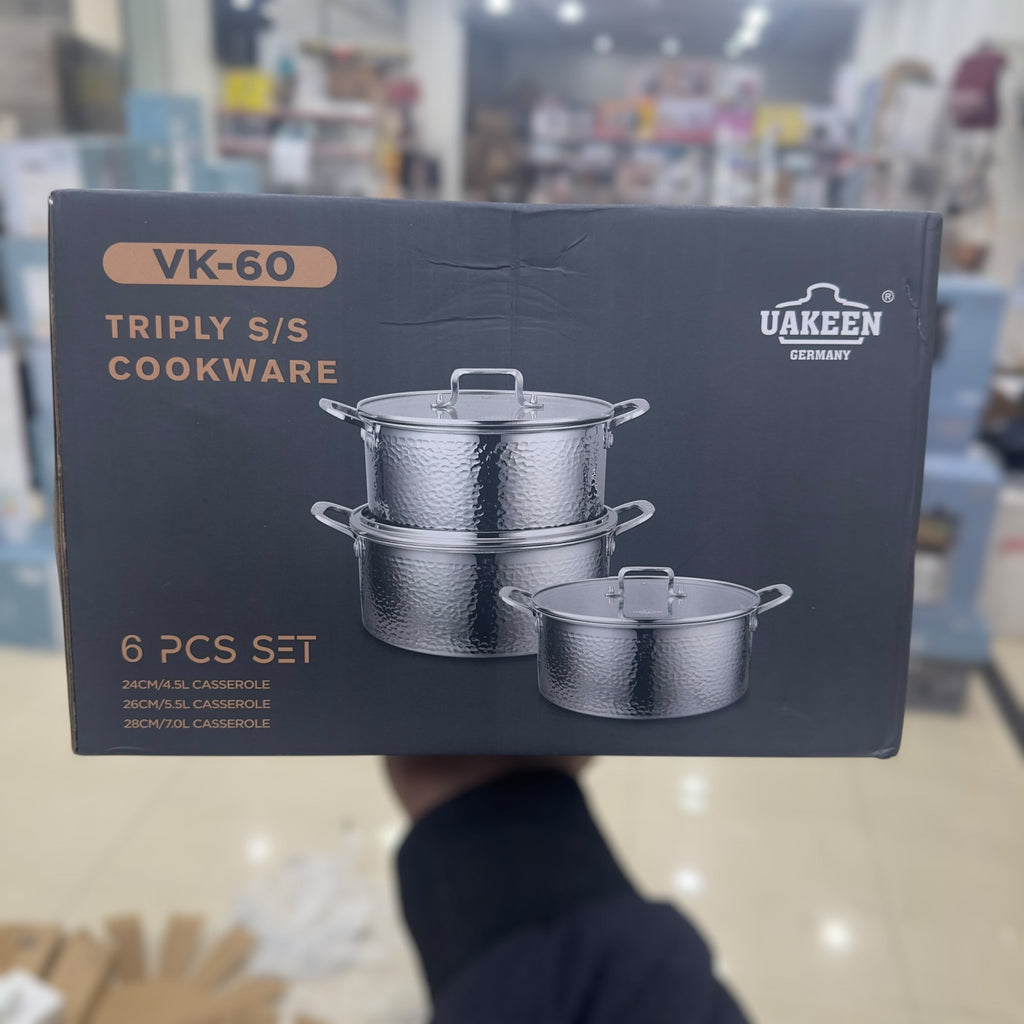 Uakeen 6 Pcs Triply S/S Cookware Set