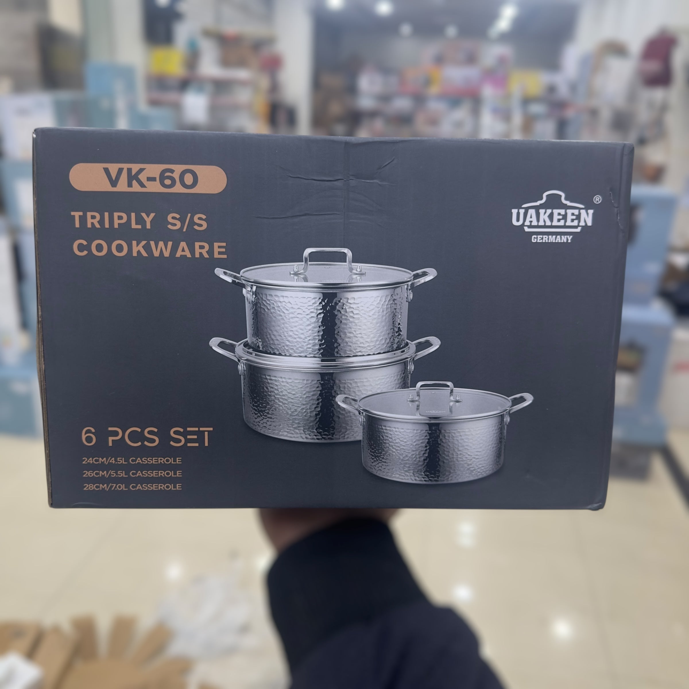 Uakeen 6 Pcs Triply S/S Cookware Set