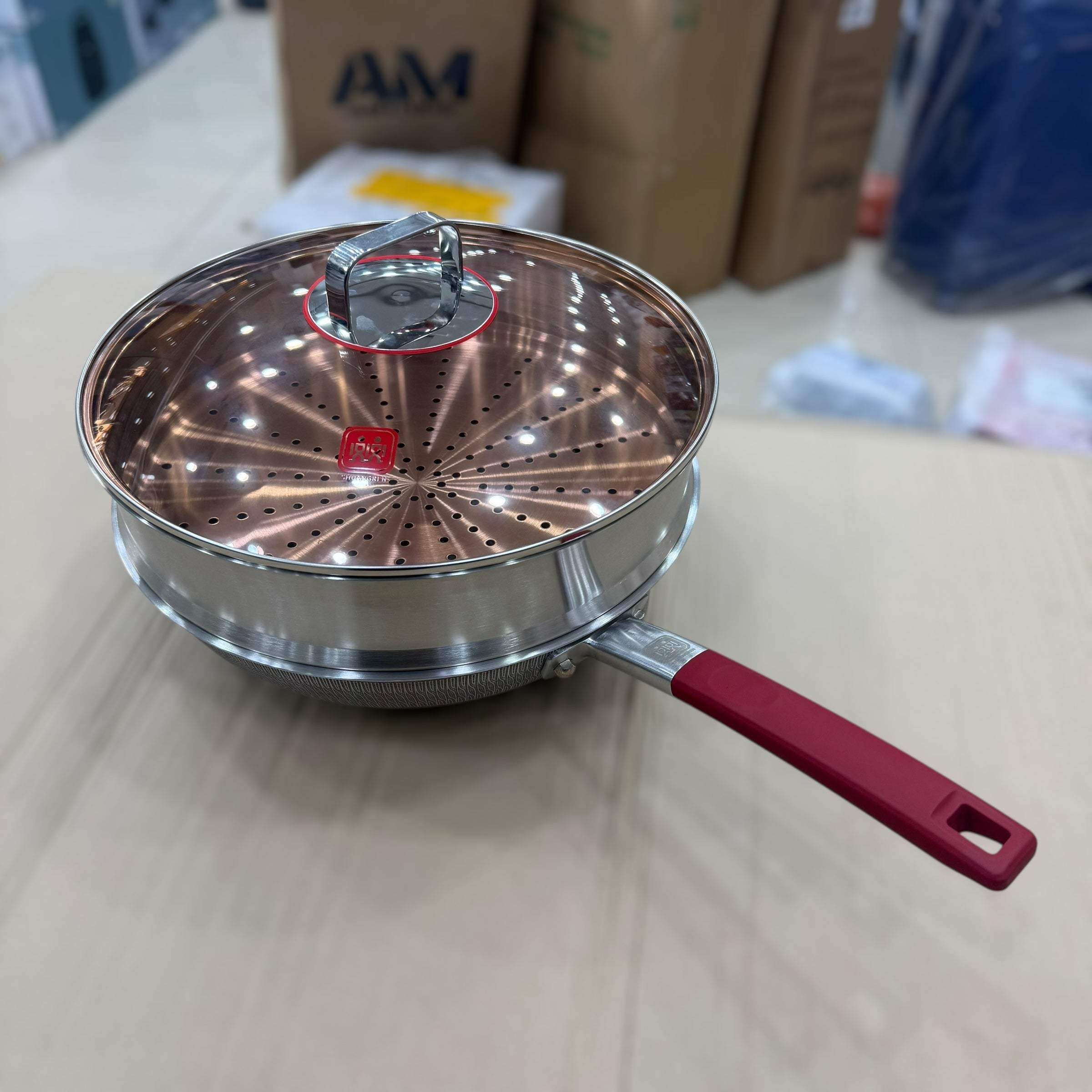 Premium Quality 4 in 1 Laser Coated Deep Pan & Steamer