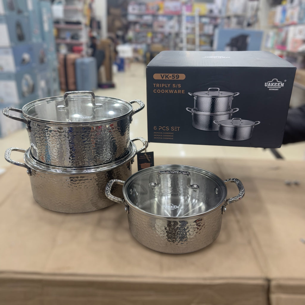 Uakeen 6 PCS Triply S/S Cookware Set Vk-59