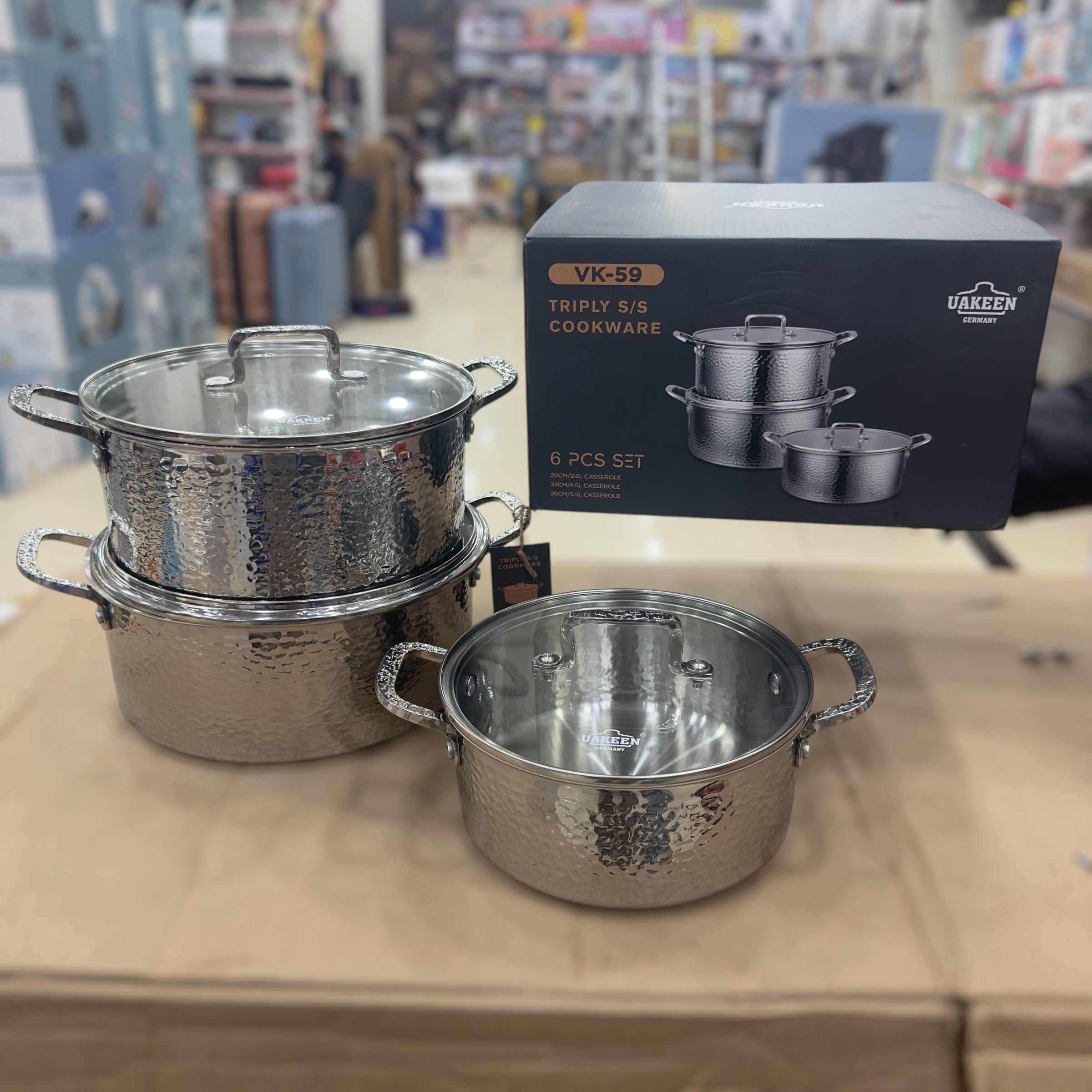 Uakeen 6 PCS Triply S/S Cookware Set Vk-59