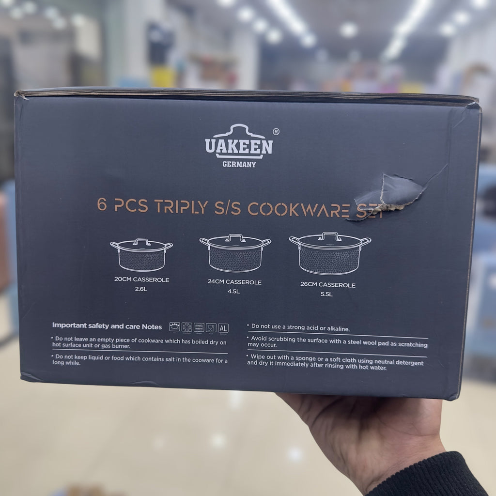Uakeen 6 PCS Triply S/S Cookware Set Vk-59