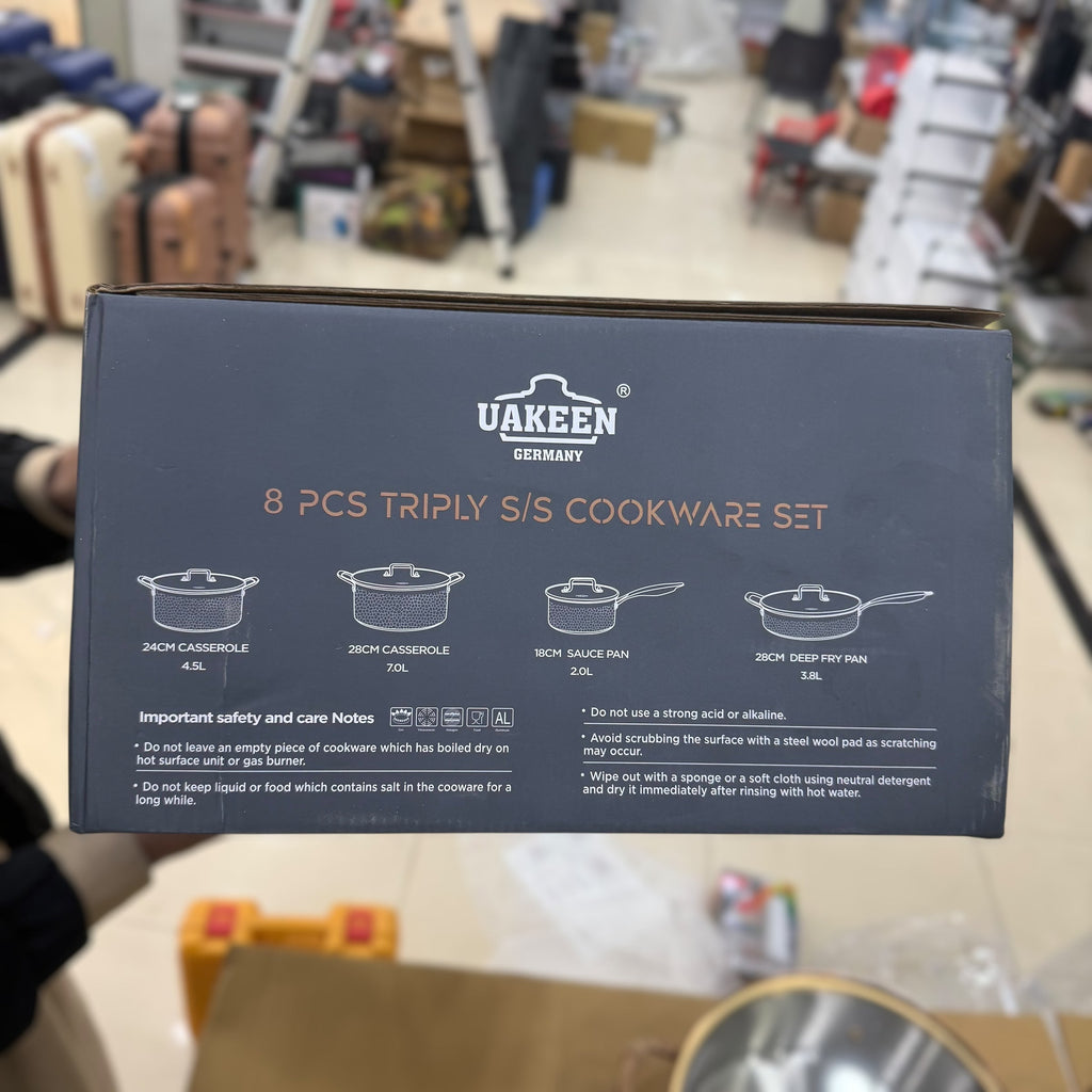 Uakeen 8 Pcs Triply S/S Cookware Set VK-99