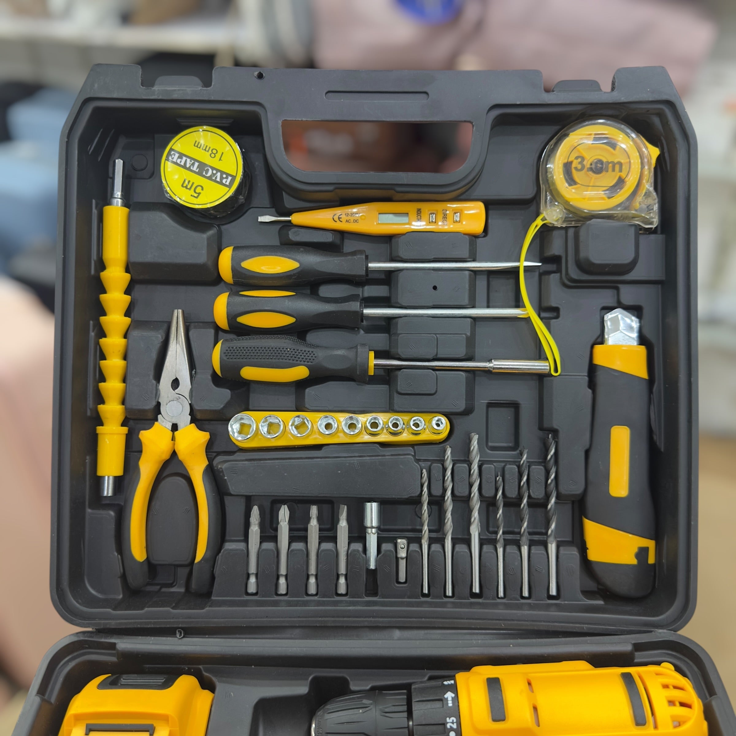 34Pcs Rechargeable Drill Machine with Tool Kit