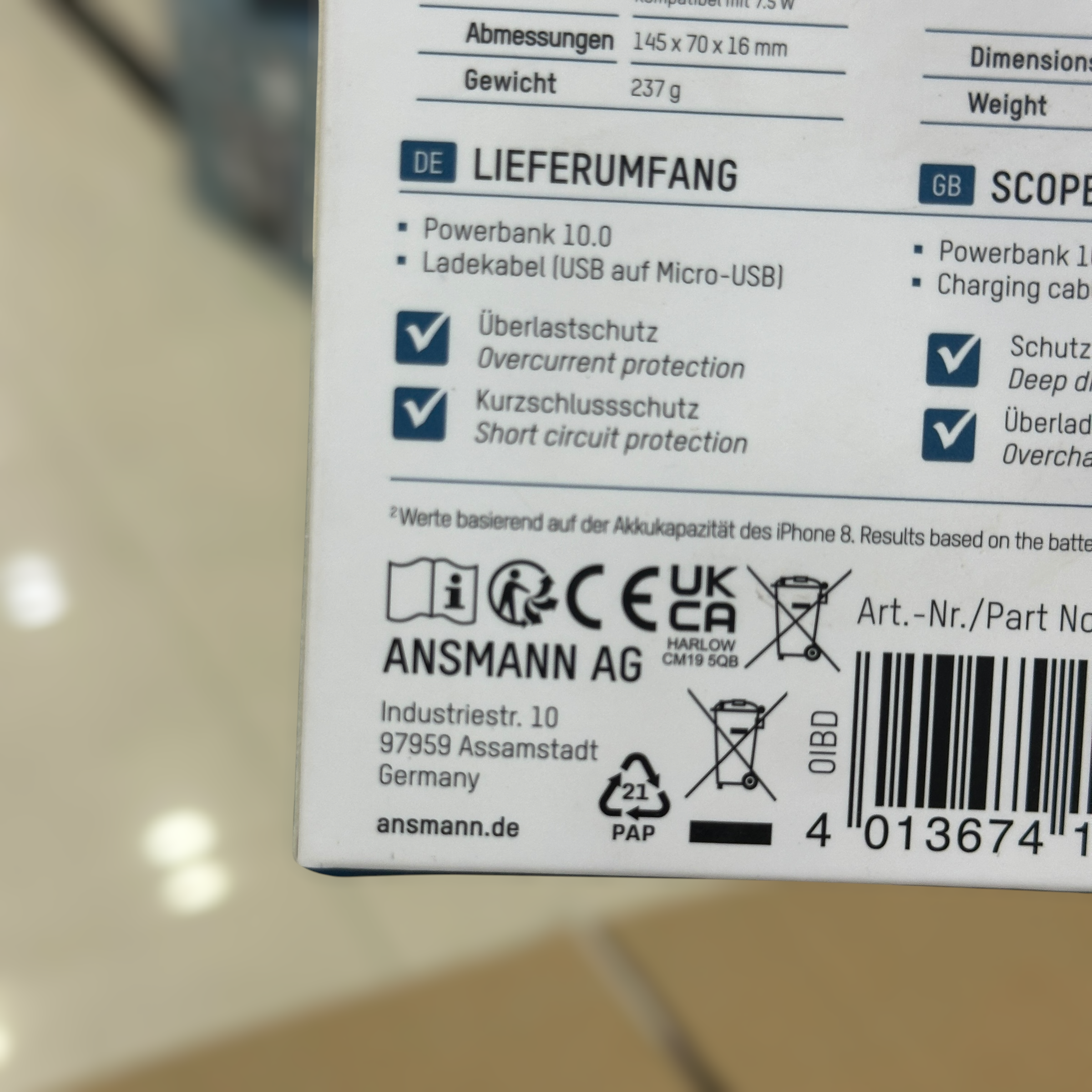 Ansmann Wireless 10000mAh Power Bank