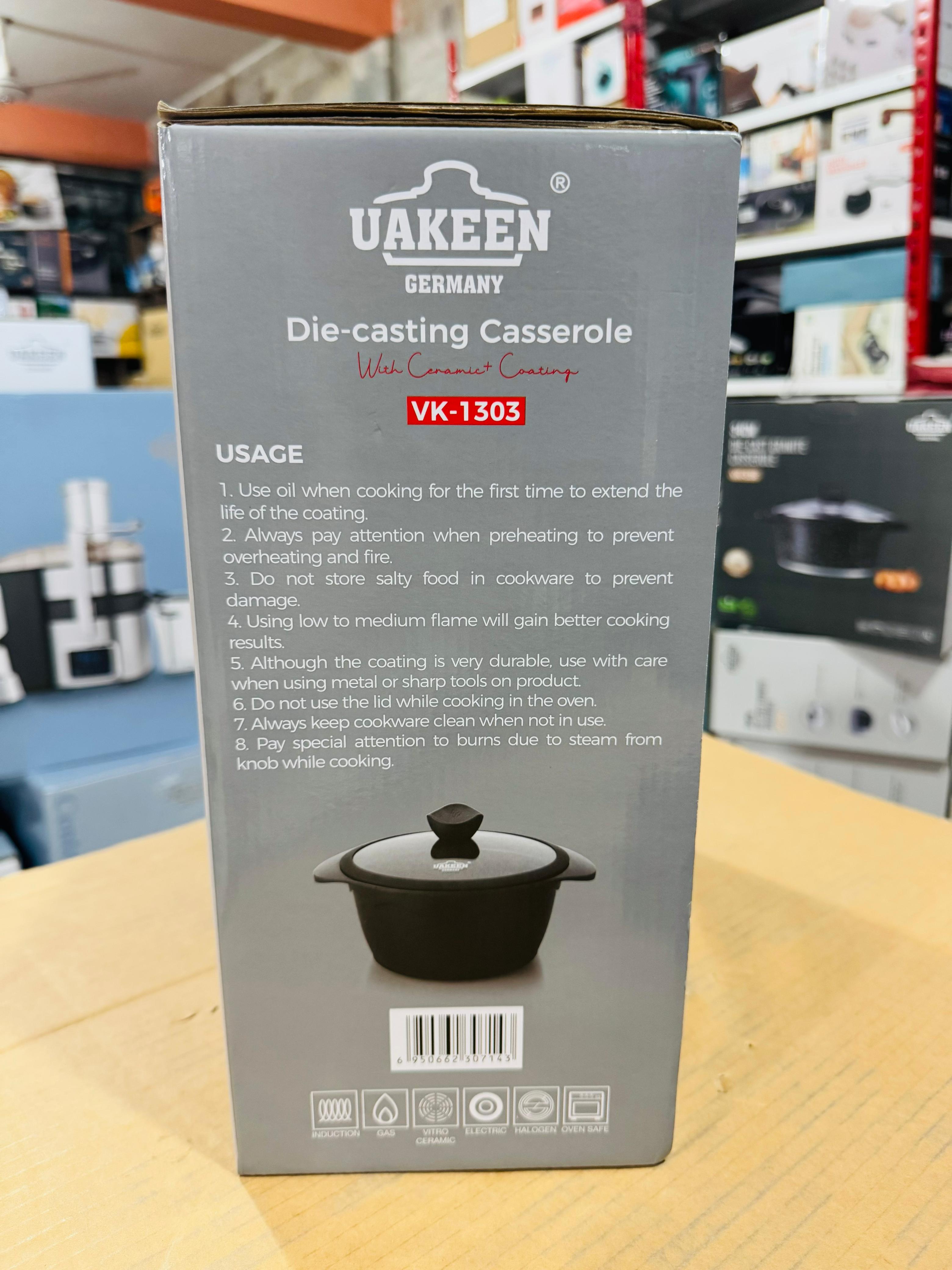 Uakeen Die-Cast Aluminum Casserole 28cm VK-1303