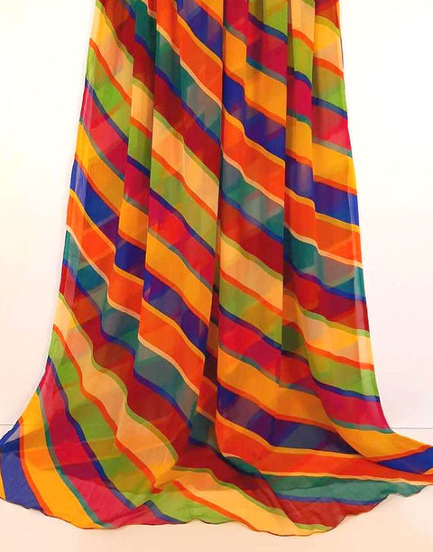 Multicolor Printed Chiffon Dupatta for Mayun & Mehndi Function