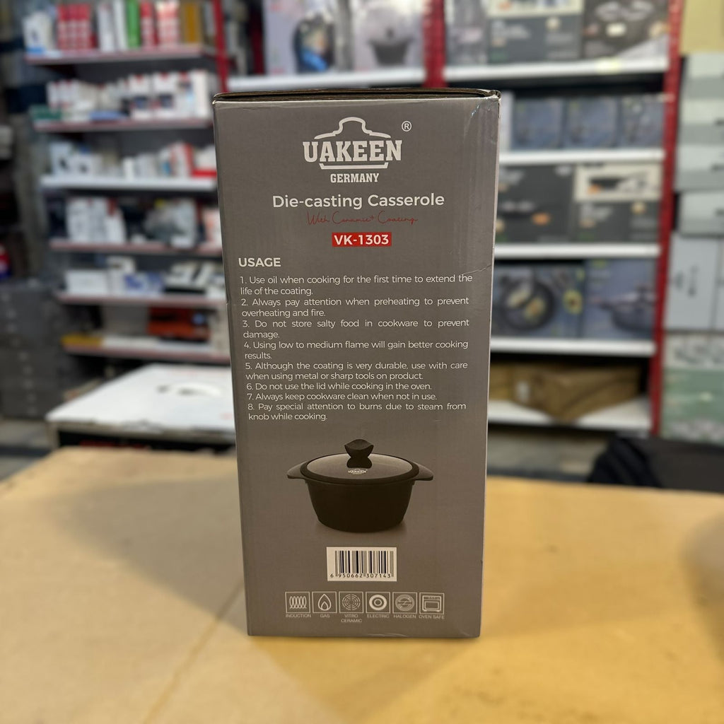 Uakeen Die-Cast Aluminum Casserole 28cm VK-1303