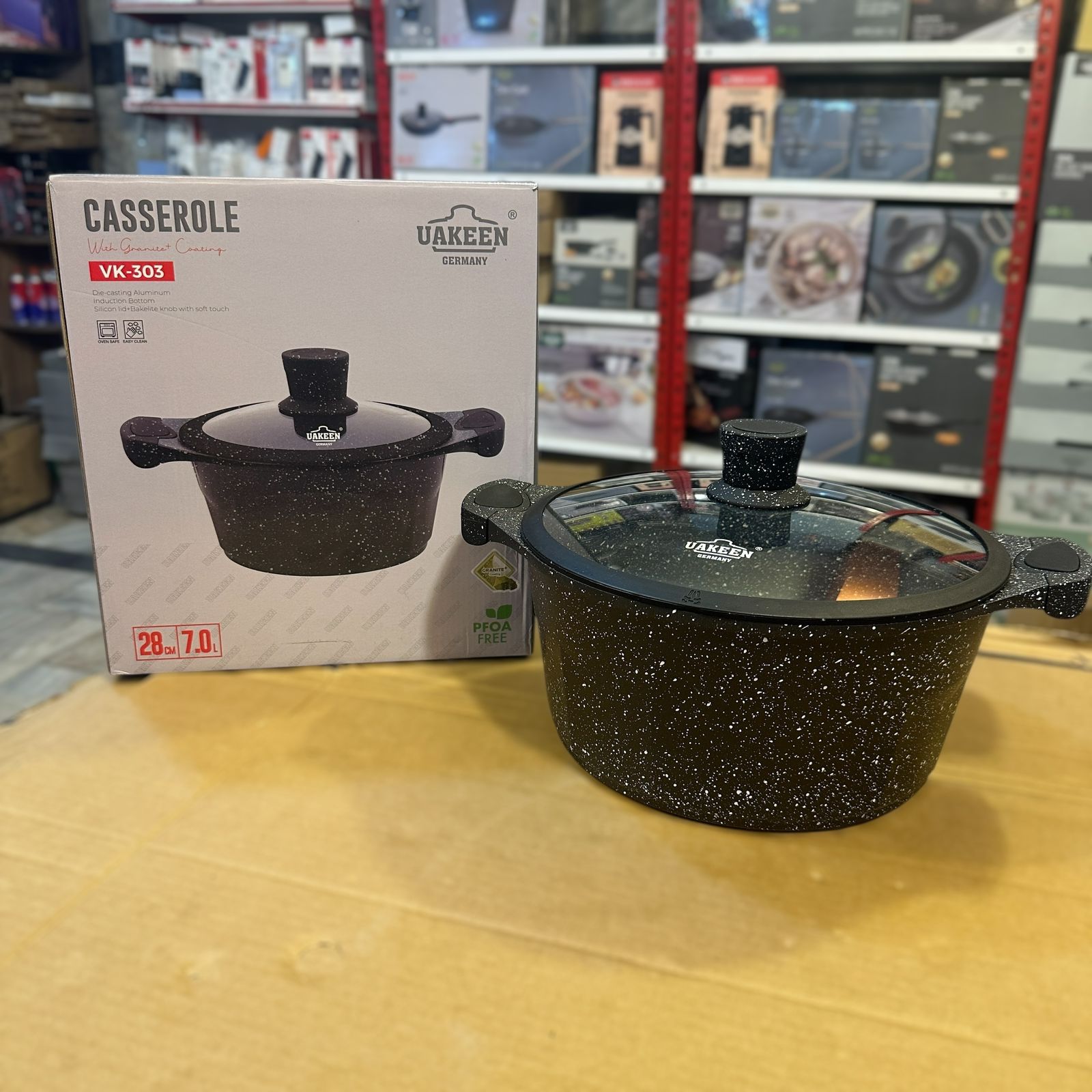Uakeen Induction Die-Cast Granite Casserole 28cm VK-303