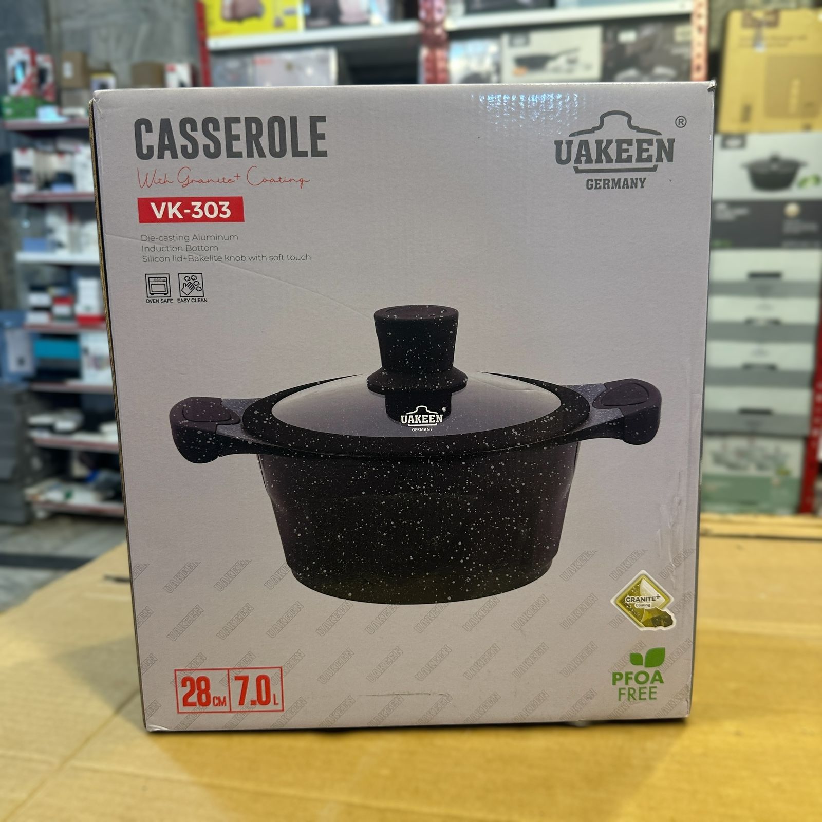 Uakeen Induction Die-Cast Granite Casserole 28cm VK-303