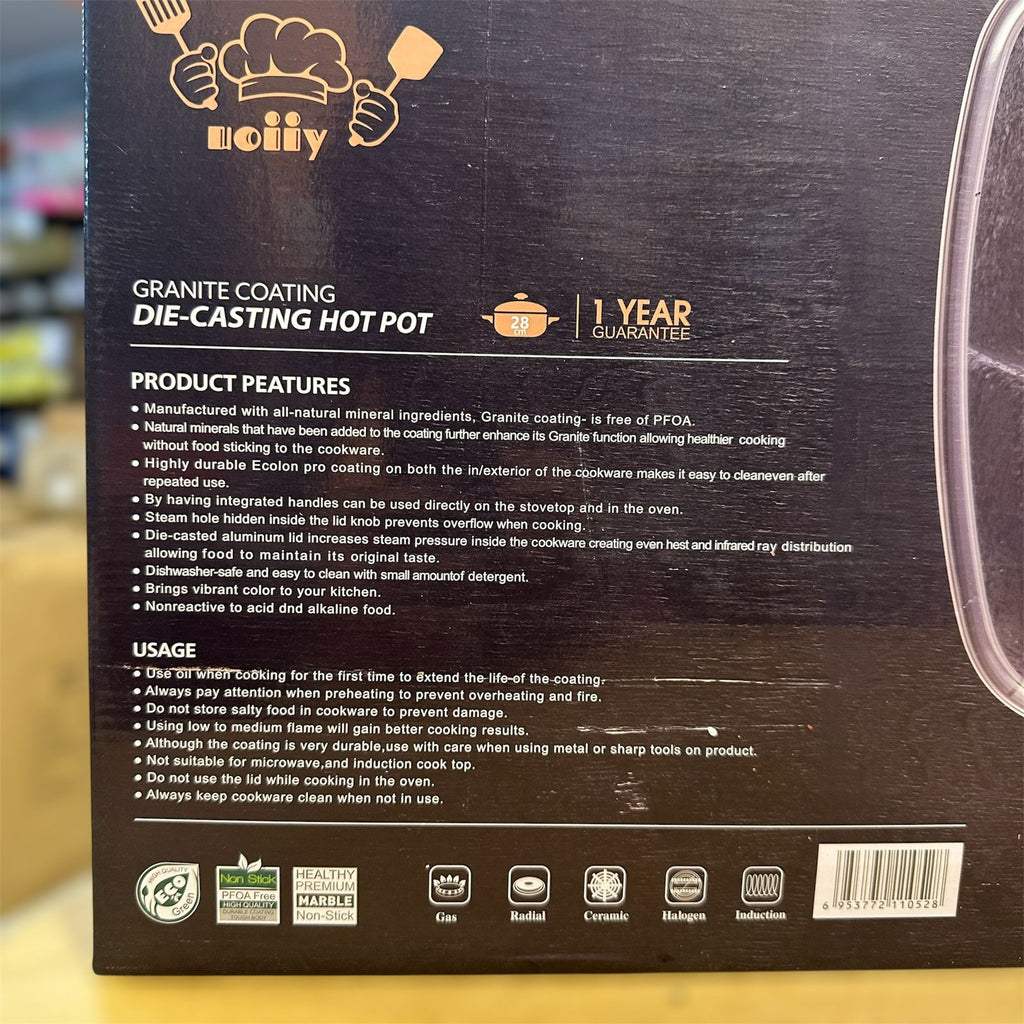 Uiioy Induction Granite Die-Cast Hot Pot 28cm