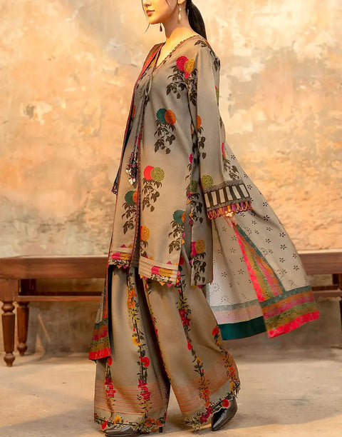 Elegant All-Over Print Lawn Suit with 4-Side Emb. Chiffon Dupatta