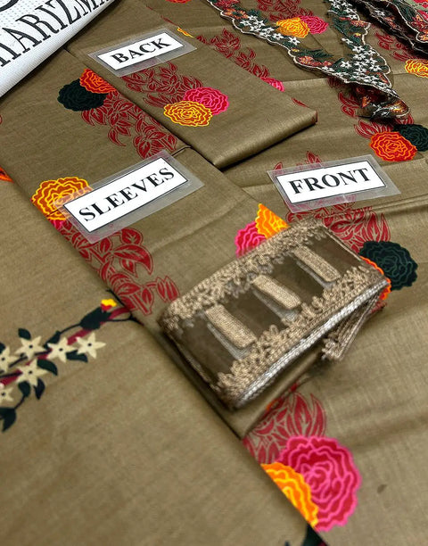 Elegant All-Over Print Lawn Suit with 4-Side Emb. Chiffon Dupatta