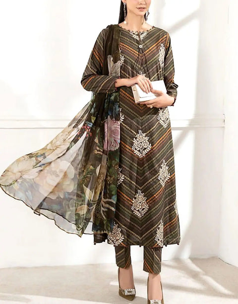 Embroidered EID Lawn Dress with 4-Side Emb. Chiffon Dupatta