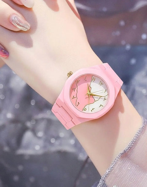 Elegant Arabic Aura Watch for Girls Featuring Durable Fiber Chain