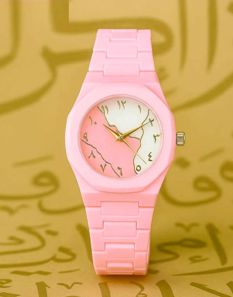 Elegant Arabic Aura Watch for Girls Featuring Durable Fiber Chain