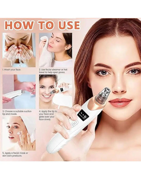 USB Rechargeable Blackhead Remover & Derma Suction Facial Cleansing Device