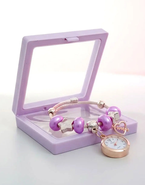 Stylish Beaded Charm Bracelet Watch for Girls - Perfect for EID & Ramadan Gift