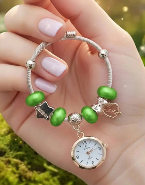 Stylish Beaded Charm Bracelet Watch for Girls - Perfect for EID & Ramadan Gift