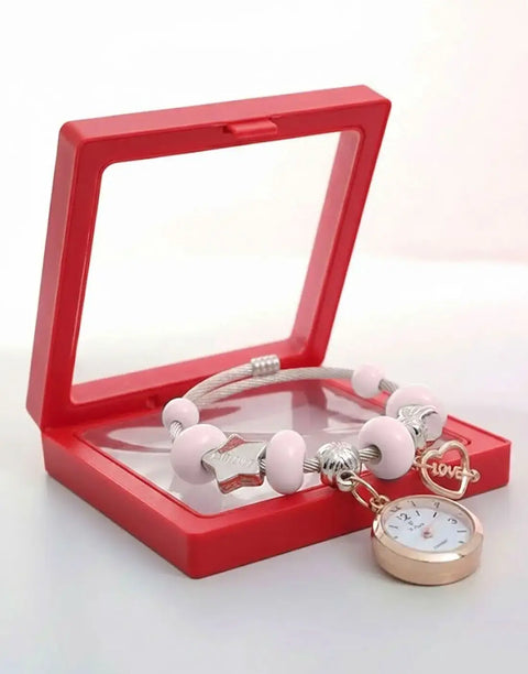 Stylish Beaded Charm Bracelet Watch for Girls - Perfect for EID & Ramadan Gift