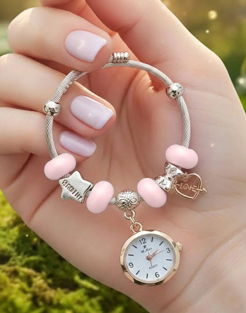 Stylish Beaded Charm Bracelet Watch for Girls - Perfect for EID & Ramadan Gift