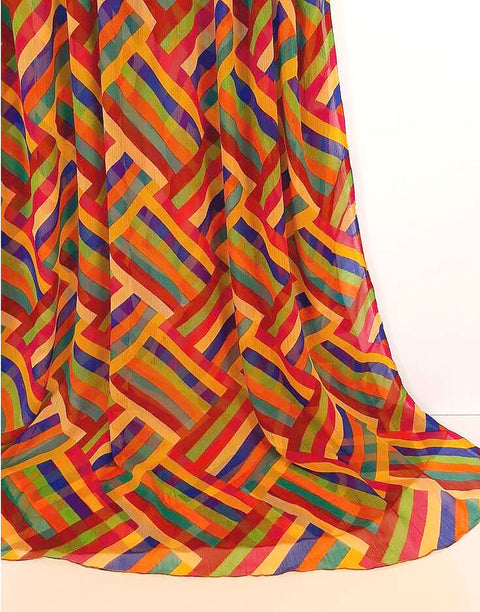 Multicolor Printed Chiffon Dupatta for Mayun & Mehndi Function