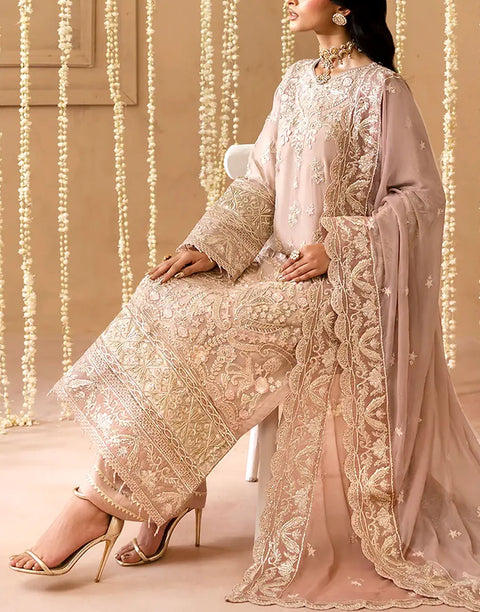 Adorable Heavy Embroidered Chiffon Party Wear Dress