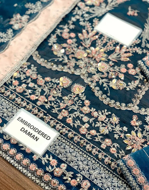 Aneela's Luxury Handwork Embroidered Zinc Color Chiffon Wedding Wear Dress