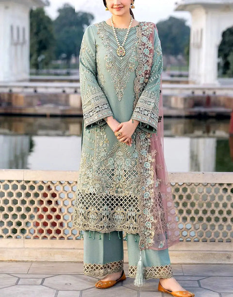 Luxury Heavy Embroidered Chiffon Wedding Wear Dress