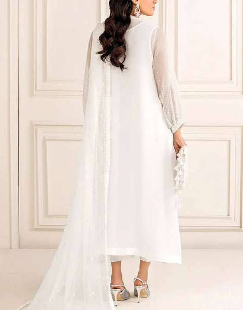 Decent Embroidered White Formal Party Chiffon Dress