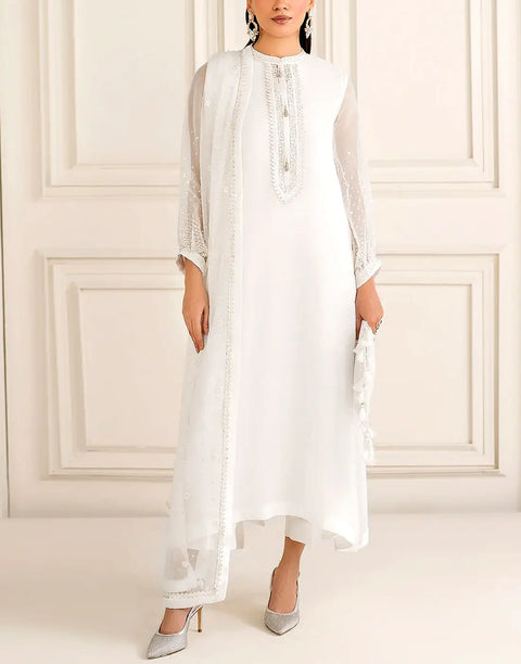 Decent Embroidered White Formal Party Chiffon Dress