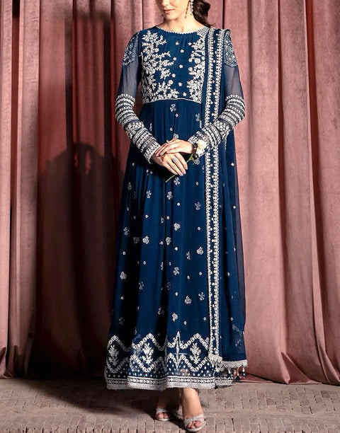 Graceful Embroidered Chiffon Wedding Wear Dress